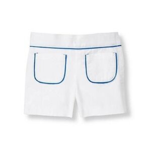 Janie And Jack Piped Pocket Short Size 6 Adjustable Waist White Cotton Twill